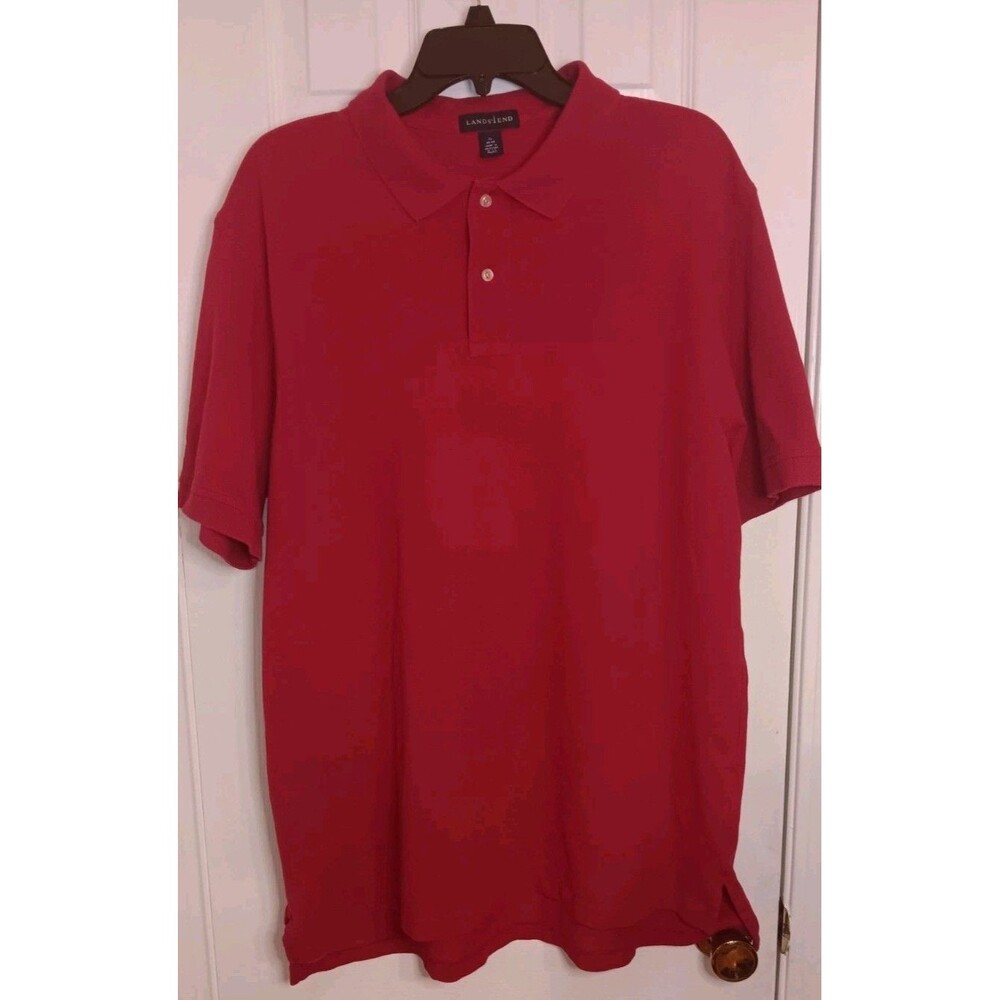 Men's Lands End Red Polo Short Sleeve Shirt XL